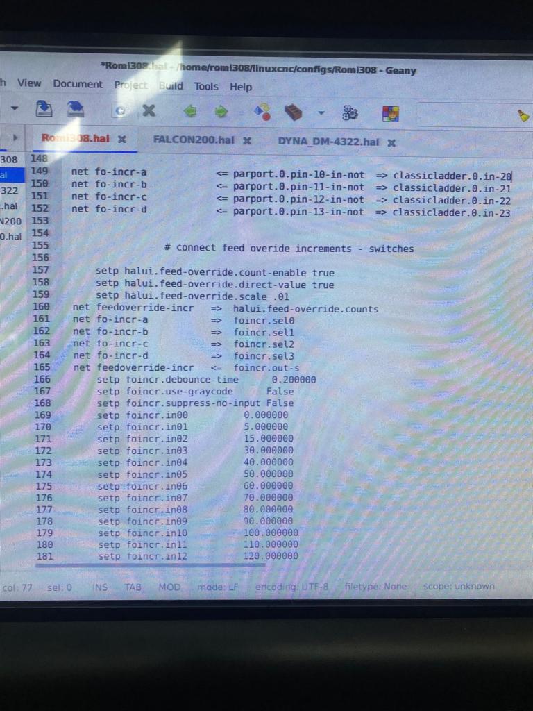 Physical feed override parallel port LinuxCNC